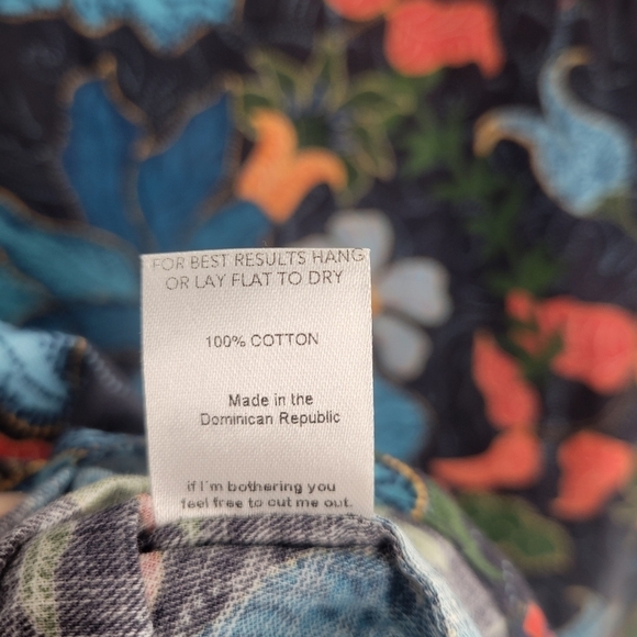 The Kit. Blue w/ Orange Floral Button Down Long Sleeve Zoe Shirt new Size M - Picture 4 of 5